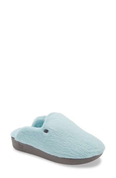 Alegria Leisurelee Faux Fur Slipper In Aqua