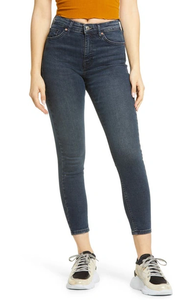 Topshop Jamie High Waist Crop Skinny Jeans In Blue Black | ModeSens