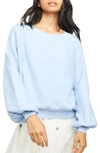 Free People Found My Friend Bouclé Pullover In Crystal Sky