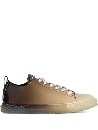 Giuseppe Zanotti Blabber Sneakers In Degraded Patent Leather In Beige