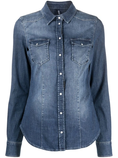 Liu •jo Fitted Denim Shirt In Blue