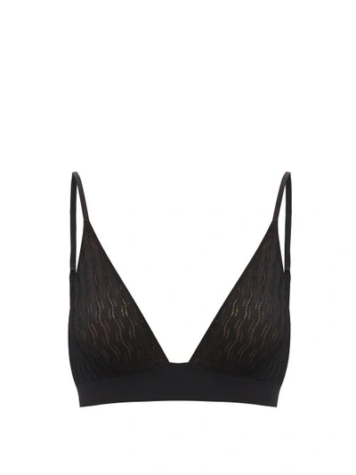 Dodo Bar Or Amy Ribbed-knit Soft-cup Triangle Bra In Black