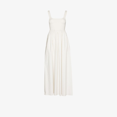 Matteau Square-neck Knitted-bodice Cotton Dress In Neutrals