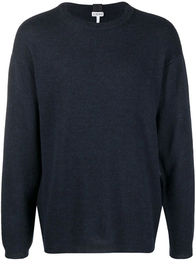 Loewe Crew-neck Knitted Jumper In Blue