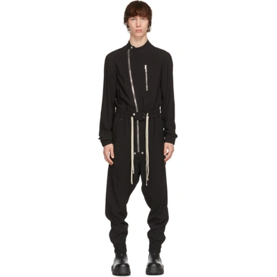 Rick Owens Zip-embellished Long-sleeve Jumpsuit In Black