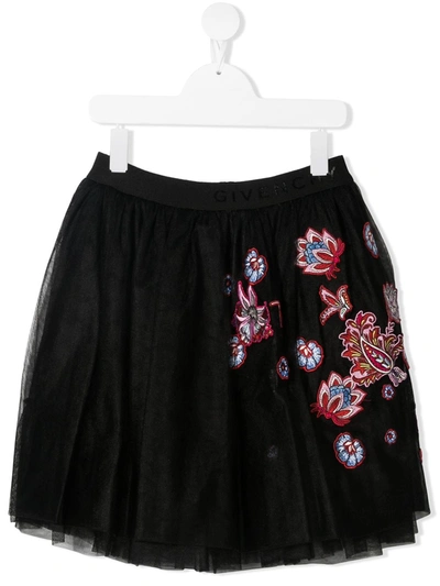 Givenchy Kids Tulle Logo-waistband Skirt (4-14 Years) In Black