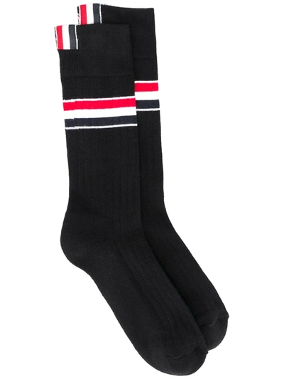 Thom Browne Rwb Stripe Cotton Socks In Blue