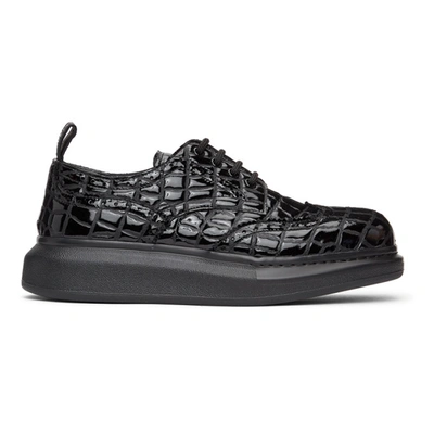 Alexander Mcqueen Black Croc Hybrid Brogues In 1000 Black