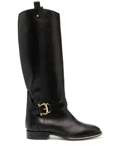 Pollini Buckle Knee-high Boots In Black