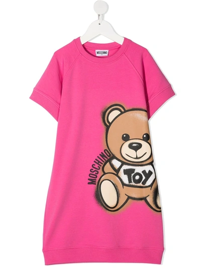 Moschino Teen Teddy Bear-print T-shirt Dress In Pink