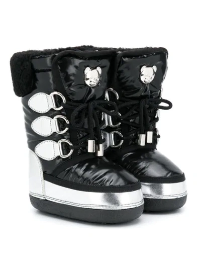 Moschino Teen Logo Plaque Snow Boots In Black