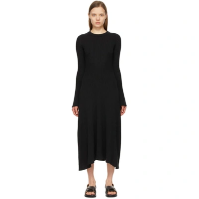 Anna Quan Halle Cotton-blend Knitted Midi Dress In Black