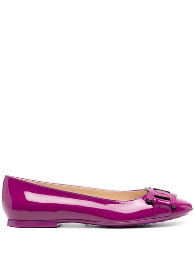 Tod's Chain-toe Ballerina Shoes In Pink & Purple
