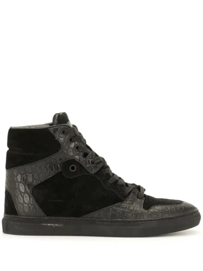 Pre-owned Balenciaga Crocodile Effect Panelling High-top Sneakers In Black