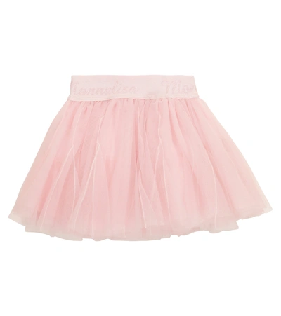 Monnalisa Logo Embroidered Tutu Skirt In Pink