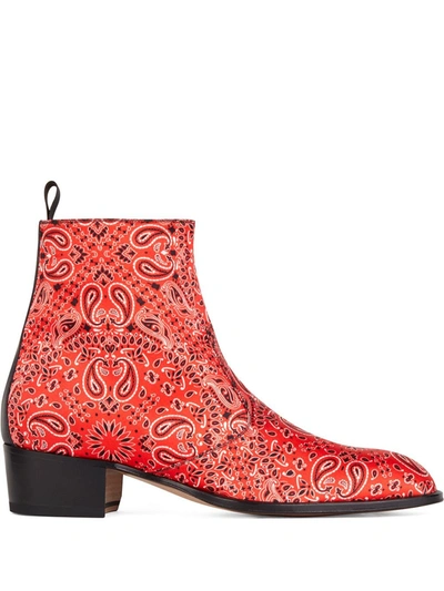 Giuseppe Zanotti Sheldon Bandana-print Boots In Red