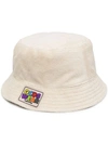 Gcds Logo Patch Terry-cloth Bucket Hat In Neutrals