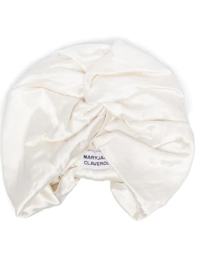 Mary Jane Claverol Satin Turban In White