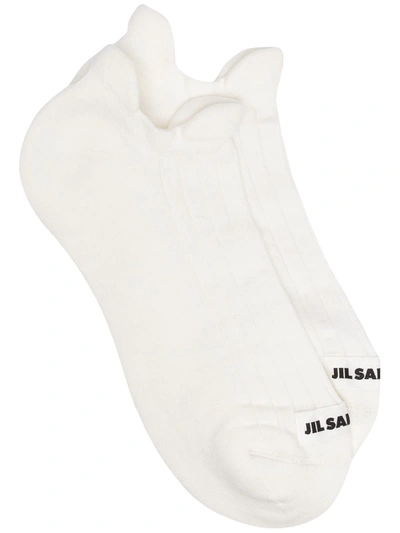 Jil Sander Logo Patch Ribbed Socks In White