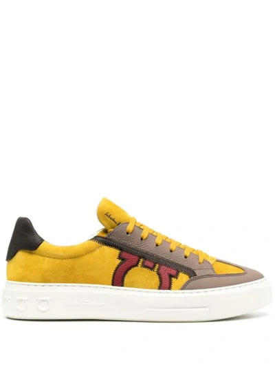 Ferragamo Gancini Colour-block Sneakers In Yellow