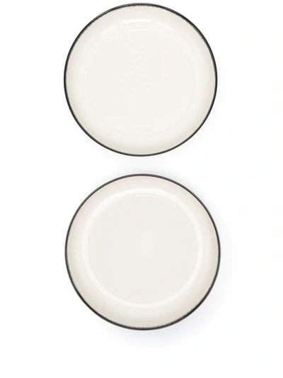 Ann Deumelemeester X Serax Set Of Two Ceramic High Plates In White