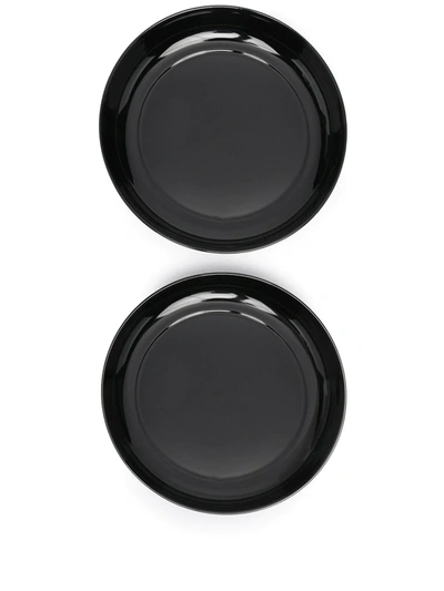 Ann Deumelemeester X Serax Set Of Two Ceramic High Plates In Black