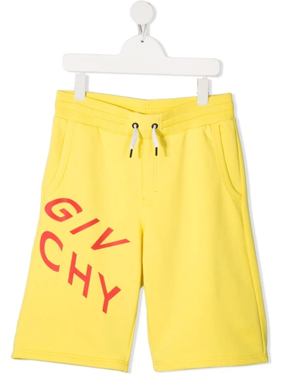 Givenchy Kids' Logo Print Drawstring Shorts In Paglia