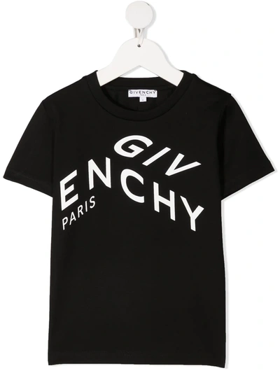 Givenchy Kids' 几何形logo印花t恤 In Black