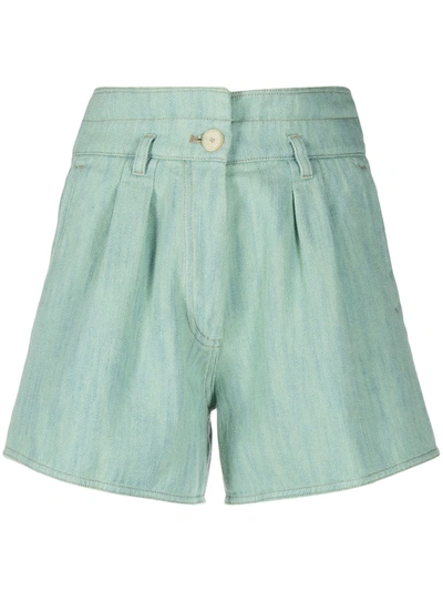 Forte Forte Short Denim High-waisted Cavalry In Green