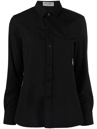 Saint Laurent Buttoned Long-sleeve Shirt In Black