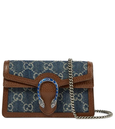Gucci Dionysus Super Mini Gg-denim Cross-body Bag In Blu Tea,cuir