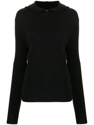 Khaite Stefka Hooded Cashmere Knit Sweater In Black