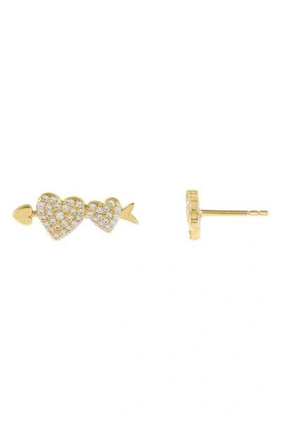 Adinas Jewels Adina's Jewels Heart Arrow Stud Earrings In Gold