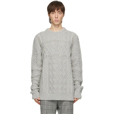 Paul Smith Grey Virgin Wool Cable Knit Sweater In 05 Trans