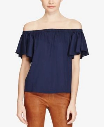 Polo Ralph Lauren Off-the-shoulder Top In Cruise Navy