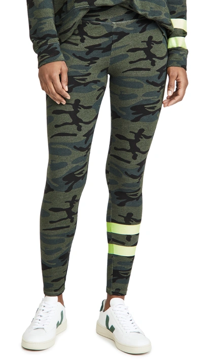 Sundry Striped Camo Print Yoga Leggings In Olive