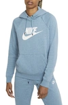 Nike Sportswear Essential Women's Fleece Pullover Hoodie In Cerulean/ Heather/ White