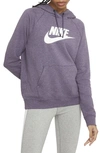 Nike Sportswear Essential Women's Fleece Pullover Hoodie In Dark Raisin/ Heather/ White