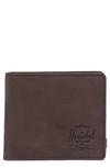 Herschel Supply Co Xl Roy Leather Rfid Bifold Wallet In Nubuck Brown