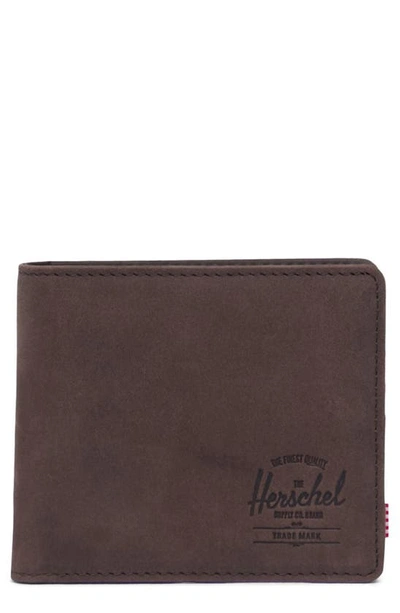 Herschel Supply Co Xl Roy Leather Rfid Bifold Wallet In Nubuck Brown