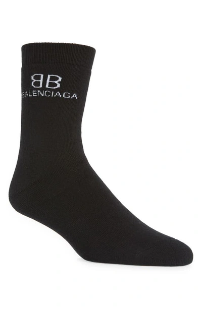 Balenciaga Logo Socks In Black/white