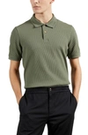Ted Baker Cotton Blend Waffle Textured Polo In Khaki