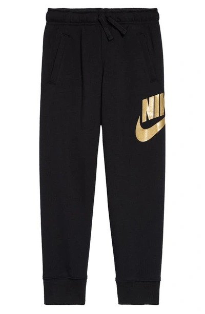 Nike Kids' Club Logo Joggers In Black/metallic Gold