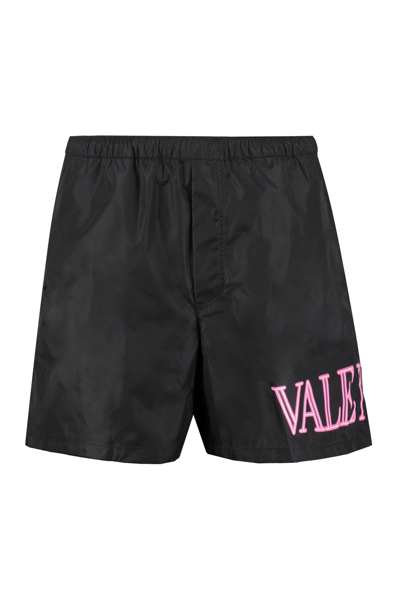 Valentino Vltn Elasticated-waist Swim Shorts In Black