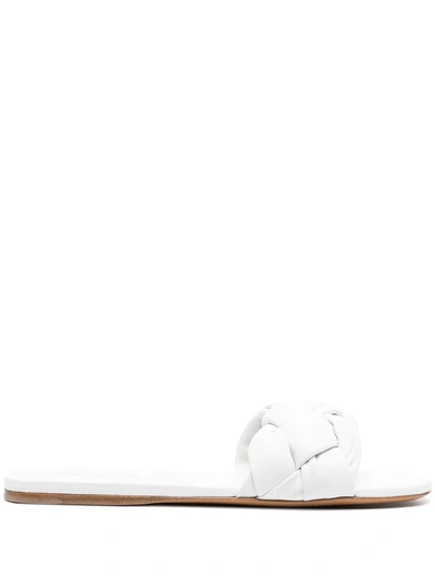 Miu Miu Quilted Padded Strap Slides In White