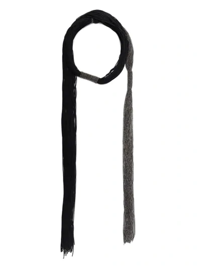 Fabiana Filippi Beaded Tassel Scarf Necklace In Black