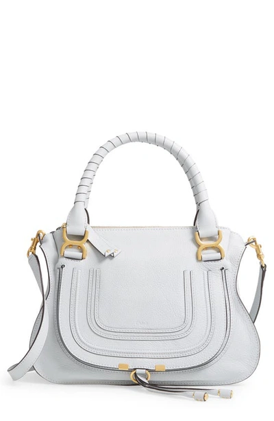 Chloé Medium Marcie Calfskin Leather Satchel In Light Cloud