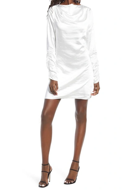 4th & Reckless Mika Cowl Long Sleeve Minidress In Oyster White