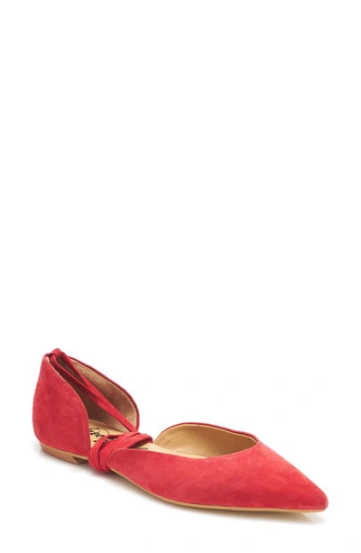 Free People Noelle Ankle Wrap Flat In Red Suede