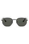 Ray Ban 51mm Polarized Geometric Sunglasses In Black/ Green